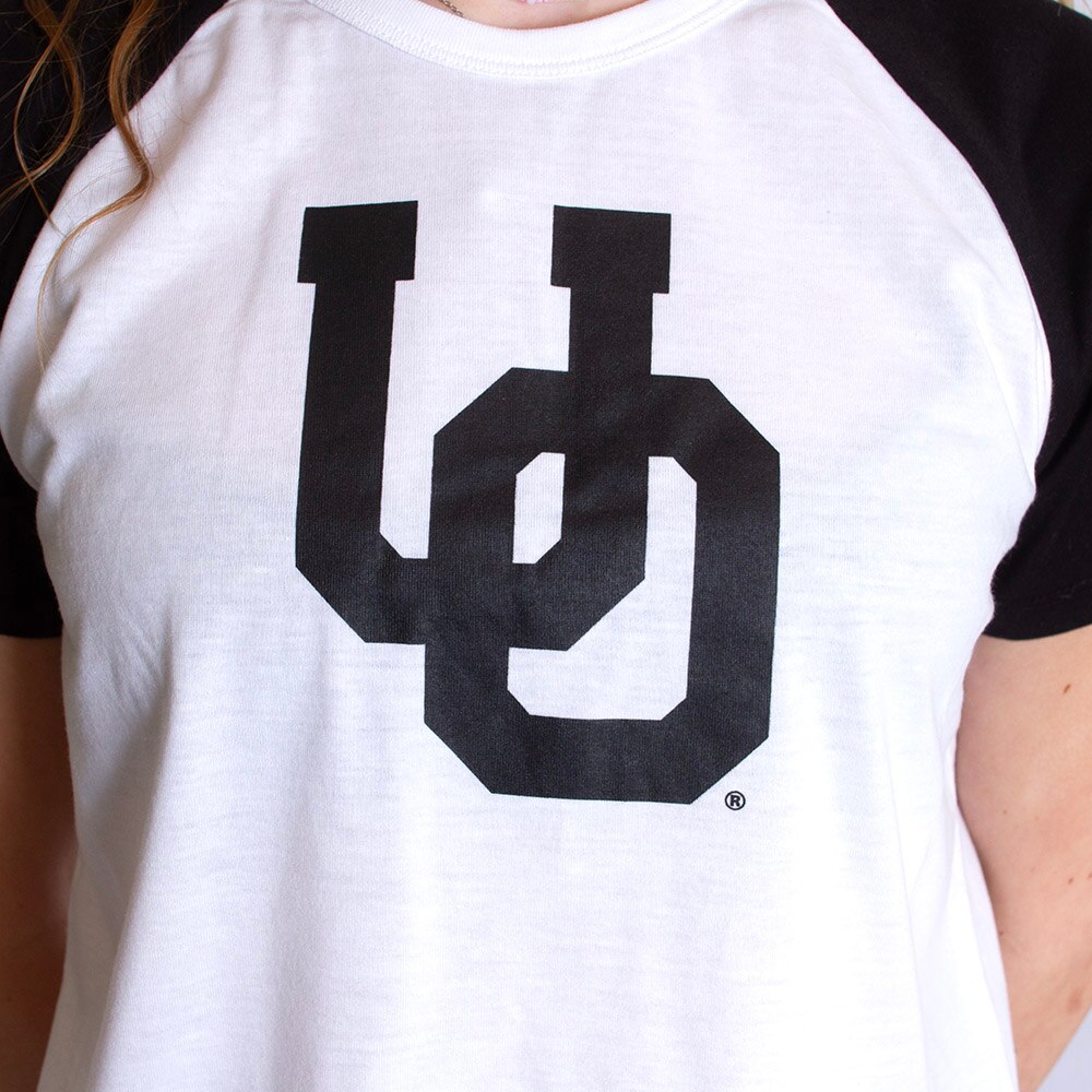 Interlocking UO, Zoozatz, Black, Crop Top, Polyester Blend, Women, Raglan, Color block design, T-Shirt, 741743